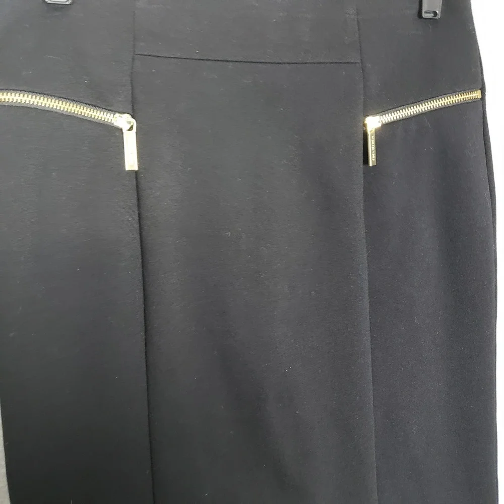 Michael Kors Exposed Zipper Pencil Skirt Black Office Siren‎ Careerwear Size 6